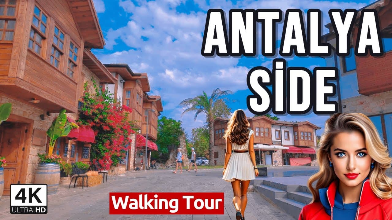 Side, Antalya Walking Tour 4K - Ancient Ruins, Old Town & Beaches