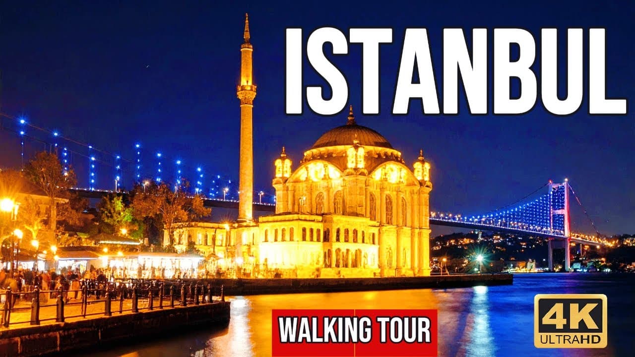 Istanbul’s Luxury Coastline at Night – Walking Tour in Ortaköy & Bebek 4K UHD