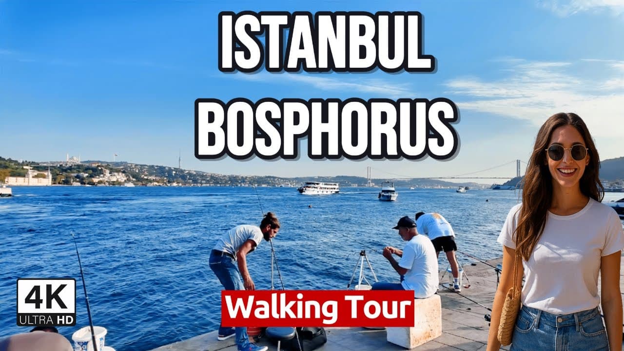 Discover Istanbul | 7.5 km Bosphorus Walking Tour 4K: Kuruçeşme, Bebek, Rumeli Hisarı, Emirgan