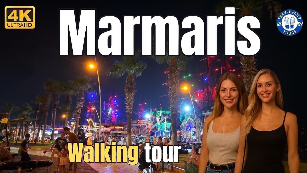 Marmaris, Turkey Walking Tour - Stunning Evening on the Seaside Promenade 4K 60fps