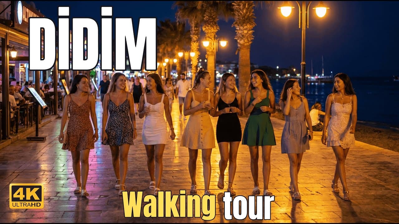 Didim Altınkum Night Walking Tour 4K - Seaside Promenade & Evening Atmosphere