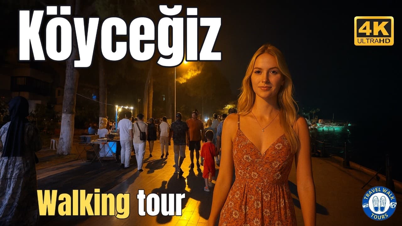 Too Beautiful to Be Real - Night Walking Tour by Köyceğiz Lake, Turkey 4K