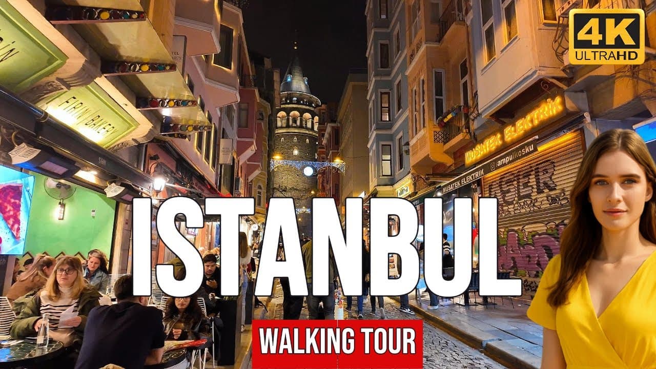 Istanbul Evening Walking Tour 4K: The magical streets of Istanbul, Turkey