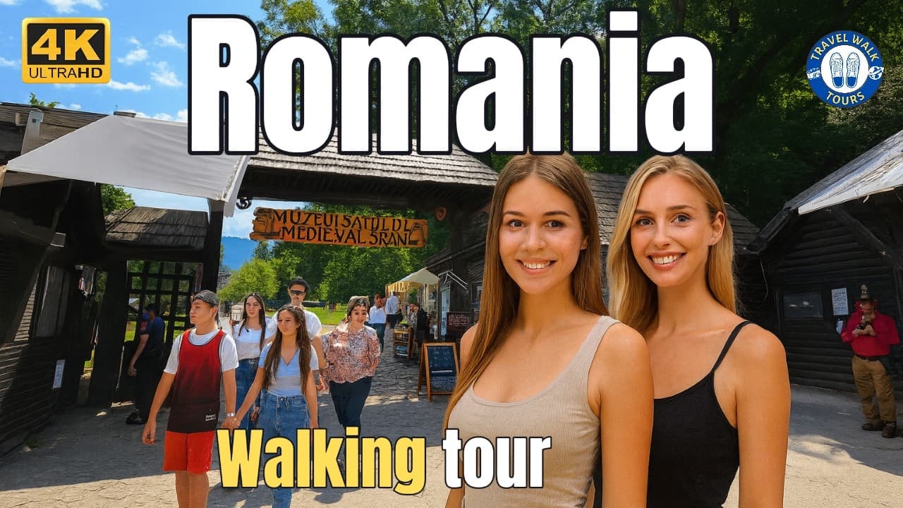 Bran, Romania Walking Tour – Beautiful Village, Local Market & Mountain Views 4K
