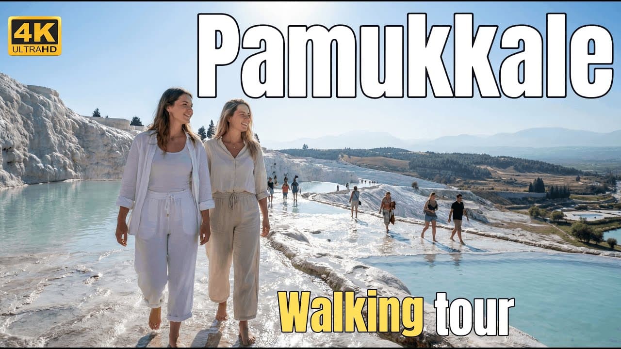 Pamukkale, Türkiye Yürüyüş Turu 4K - Muhteşem White Terraces of Türkiye’s Cotton Kale