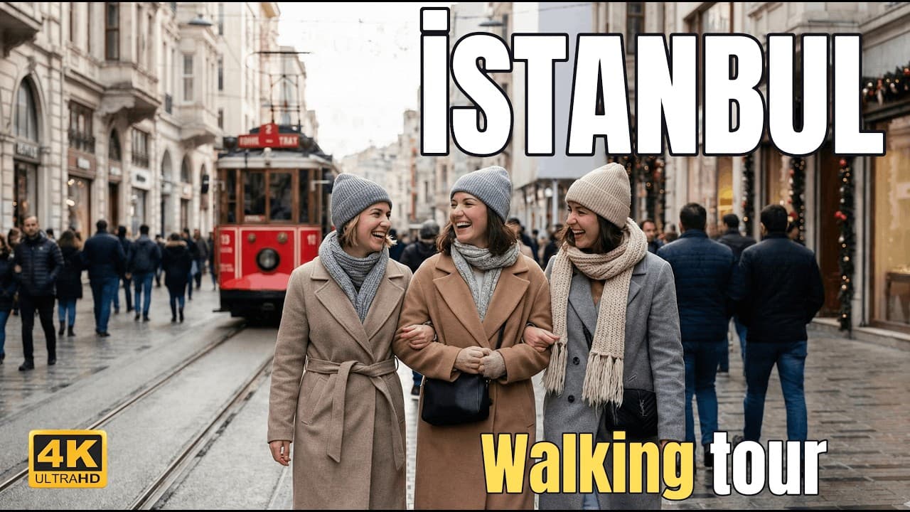 Istanbul Walking Tour 4K - New Year Atmosphere on Istiklal Street & Galata by Day
