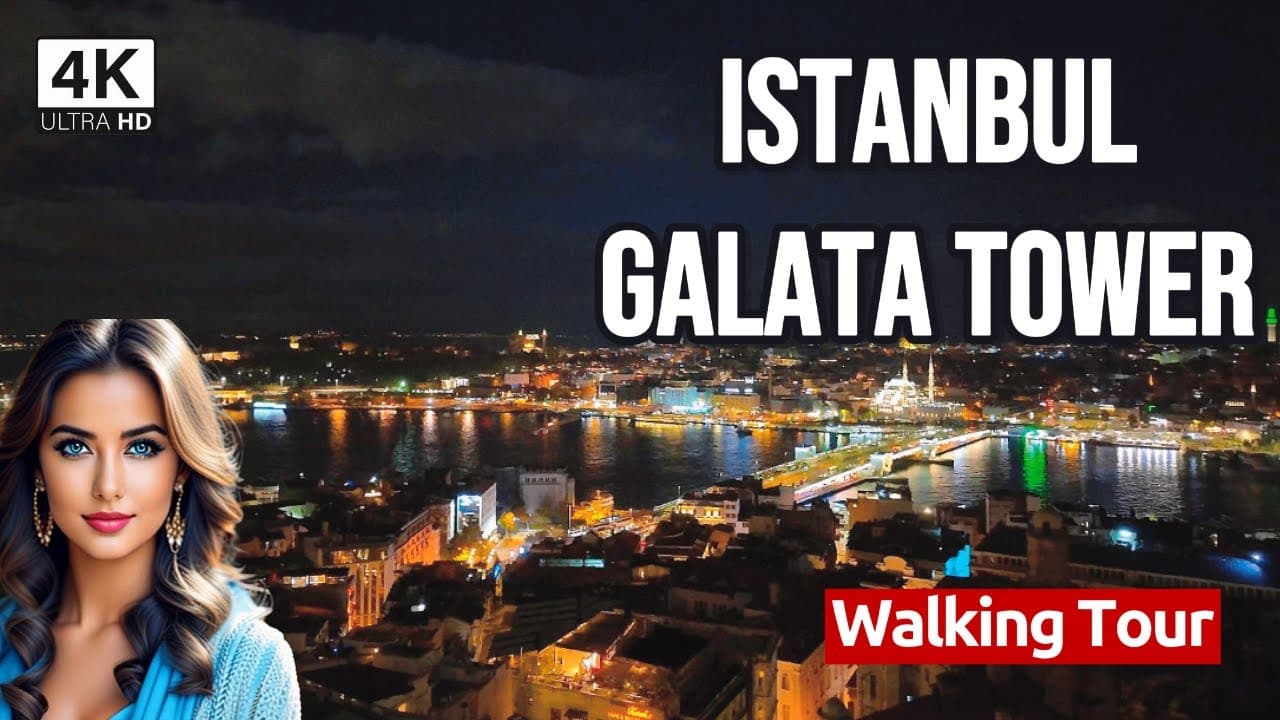 From Galata Tower's Terrace to Eminönü: A Night Walking Tour of Istanbul 4K 60fps